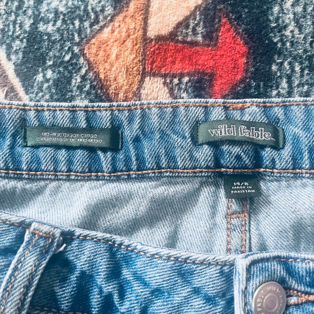 wild fable Blue Wide-Leg Cargo Jeans - Picture 7 of 8
